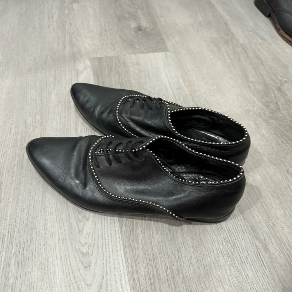 All Saints Oxford Keiko Studded Lace Up in Black Leather